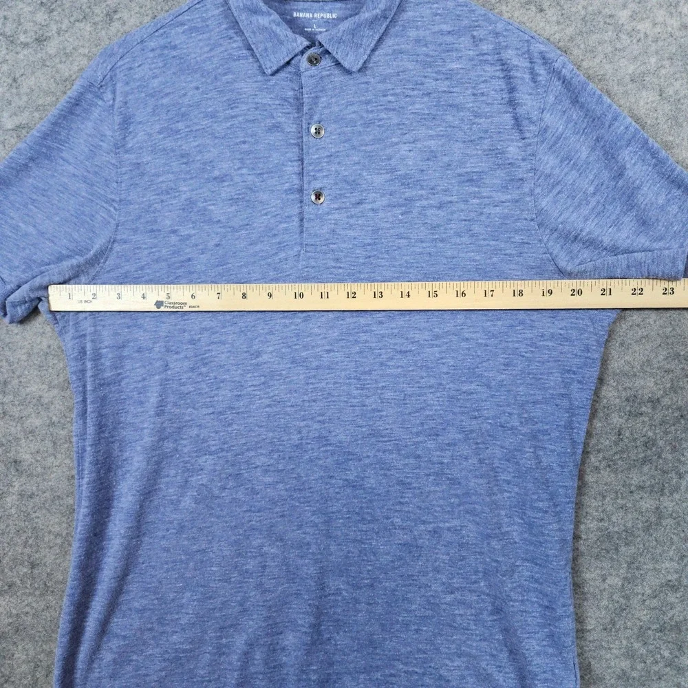 Banana Republic Men's Heathered‎ Blue Polo Shirt Size L Cotton/Polyester Blend